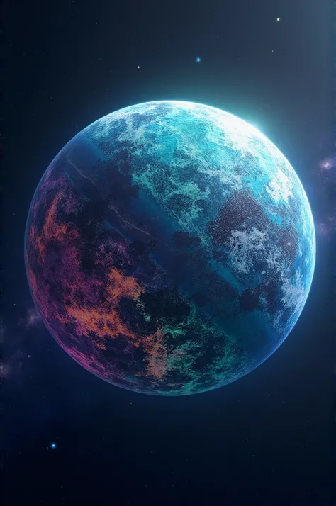 Make me a fanciful image of the planet Pluto and that the colors look quite bright