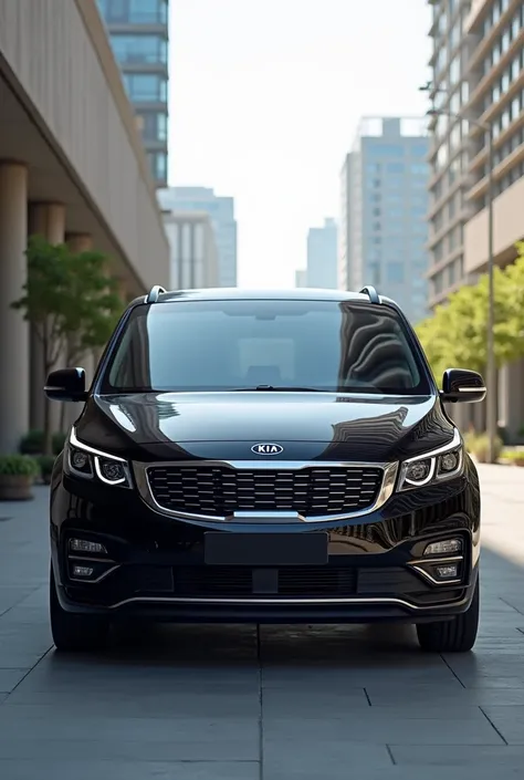 Kia carnival 2023 black in front 