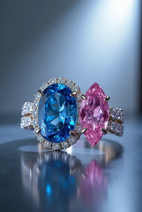 A  watch made of 5 carat pink diamond and 5 carat blue diamond