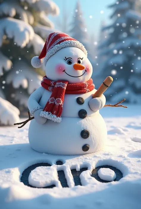 Christmas snowman who writes the name Ciro 3d