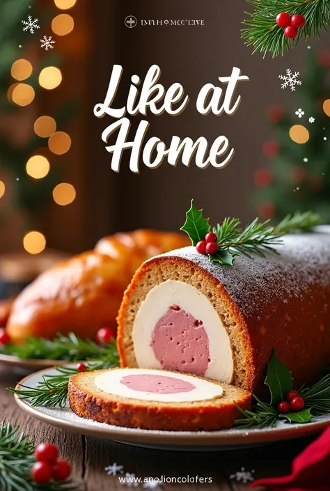 A commercial flyer for Christmas food for this holiday season and as a title that says "like at home "