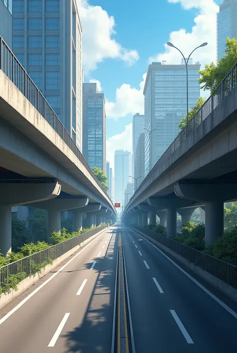 2-point perspective image above an overpass