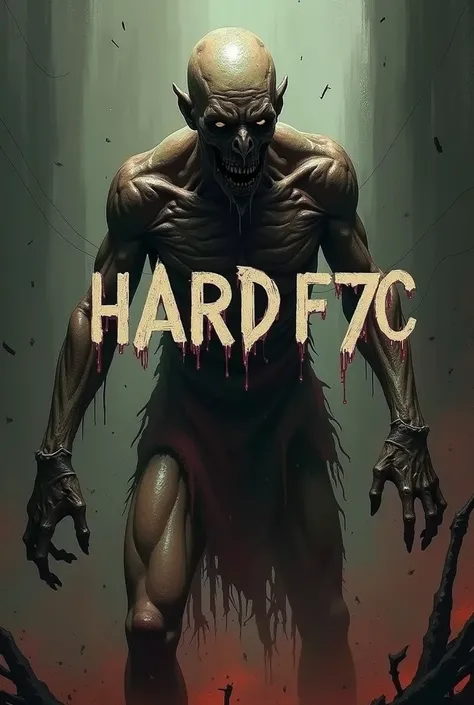 Create an image with zombie man hard f7c written on it 