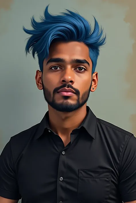 arafed man with blue hair and a black shirt posing for a picture, a picture inspired by Bikash Bhattacharjee, tumblr, realism, with accurate face, good looking face, jayison devadas, portait photo profile picture, ayan nag, front profile!!!!, around 1 , ve...