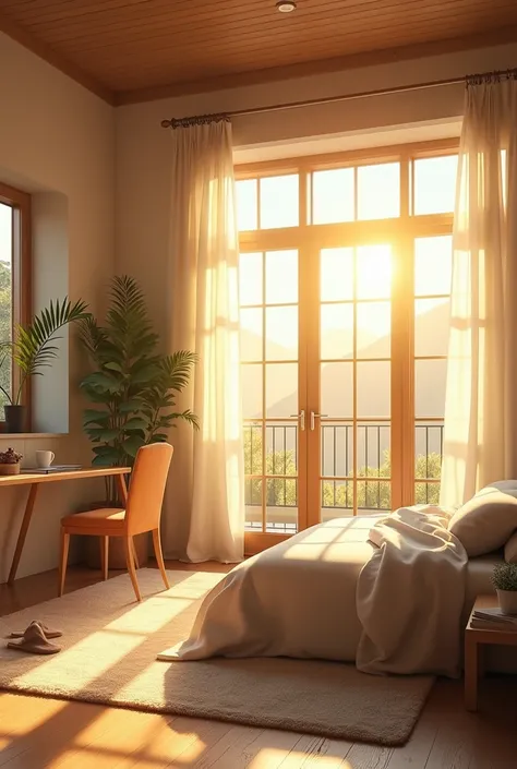 You can create an image of a room in the morning