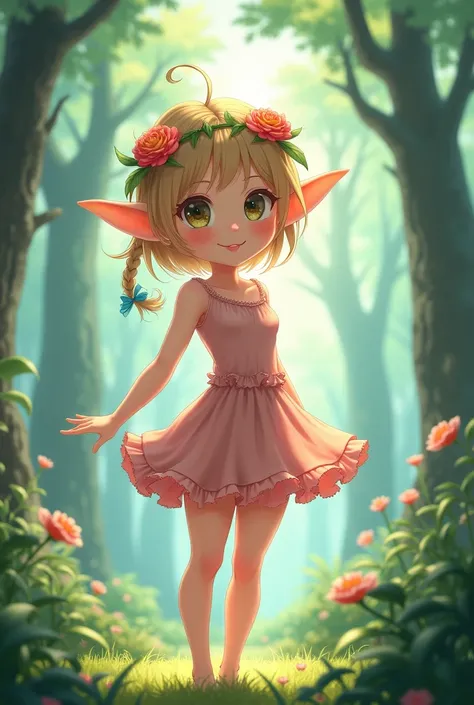 Anime girl elf cute small no panties short skirt