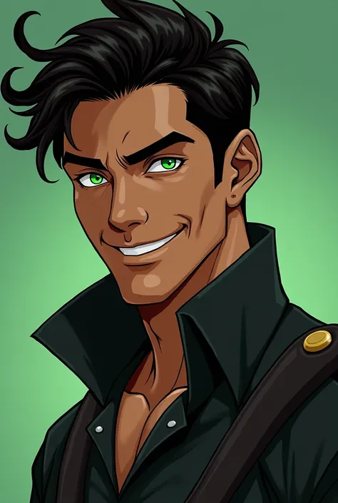 The most attractive man on the whole grid ,  with tanned skin ,  bright green eyes that seem to mesmerize and short, slightly disheveled black hair.  Lucian has an enchanting smile and a posture that exudes confidence and leadership .