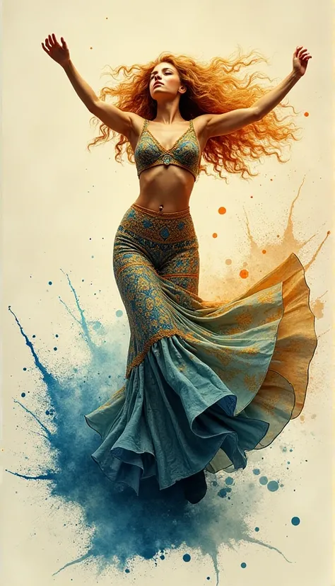 woman with thick blonde hair, samba dance pose of a fantasy world, samba dancer, made up of typography elements, gear, typefaces, letters, create me a beautiful woman, made of typographic characters, and old pieces of printing machines, in a fairy-tale atm...