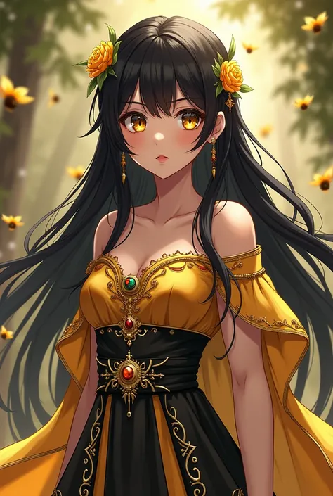 A queen bee girl with black hair anime