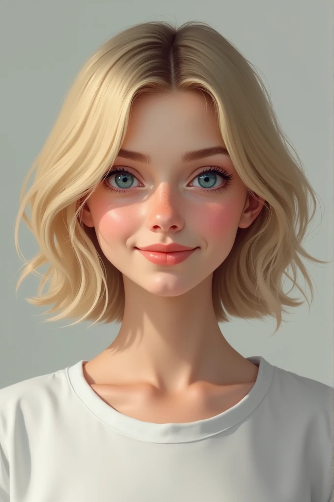 A short and realistic blonde woman