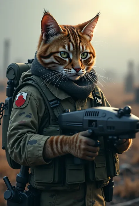  Anthropomorphic cat Russian military, drone operator , epic photorealism , 128k 