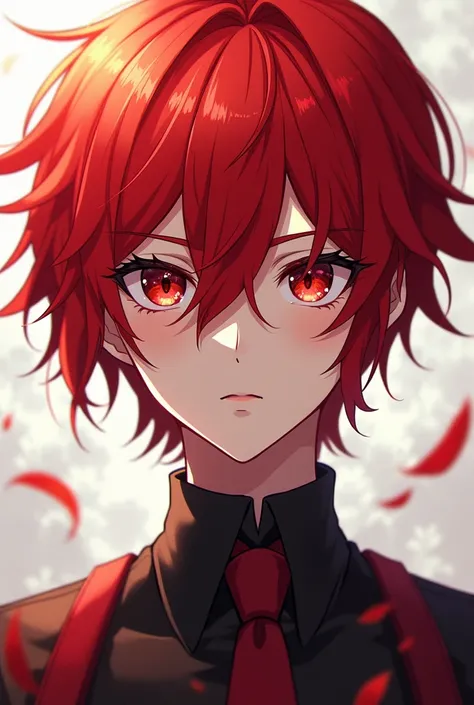 Anime boy with red eyes and red hair