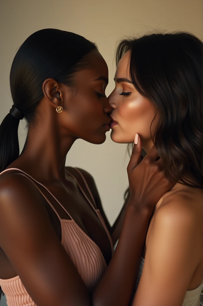 Make a beautiful black woman kiss Paige Bueckers in an Instagram photo 