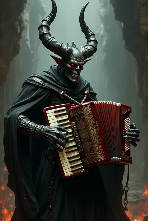 Diablo playing accordion Gabbanelli