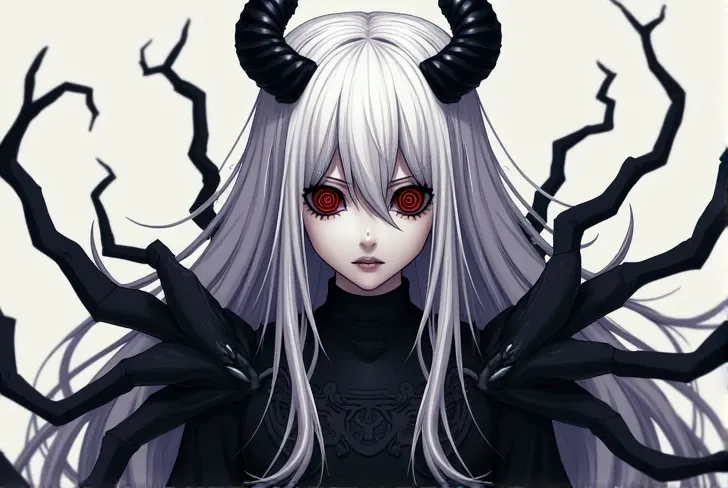 Name: Xaraphon, The Soul Eater

Appearance:
- Pale white skin ,  life of her own
- Long, white hair that falls over your face ,  partially hiding it
- Two twisted black horns that protrude from your forehead ,  wallpaper resembling claws
- Your eyes are co...