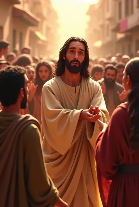 Create pixar image of Jesus Christ healing people 