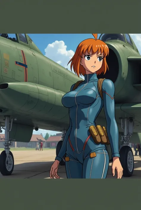 Nausicaa、Boarding a fighter jet 、blue combat suit 、 always has plenty of pockets for capsules、anime、masterpiece