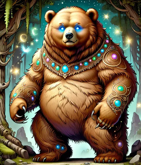 (cute, chubby, male, bear), DonMC0m1cM4g1cXL, adorable, magical, fantasy, hires textures, highly detailed, intricate details, best quality, masterpiece