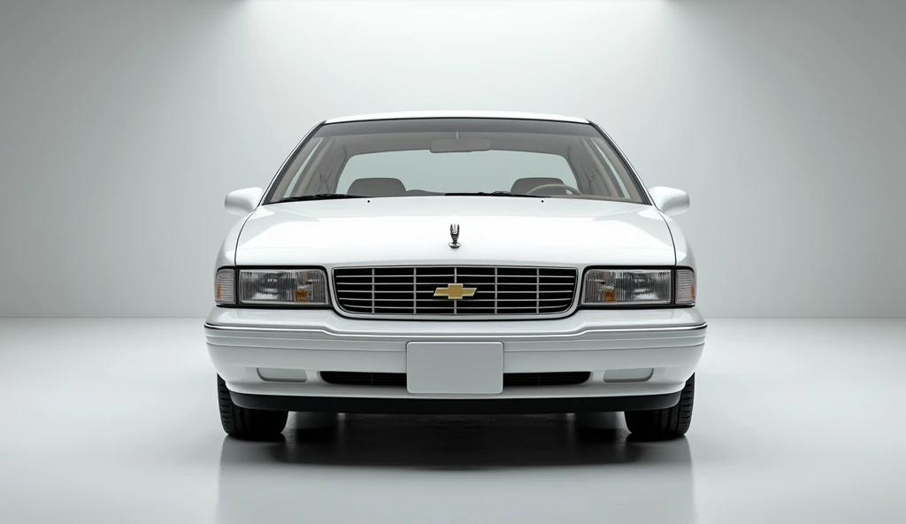  Full front picture of 1996 Chevy caprice in white color in showroom 