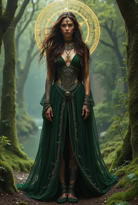 Celtic goddess with dark brown hair 