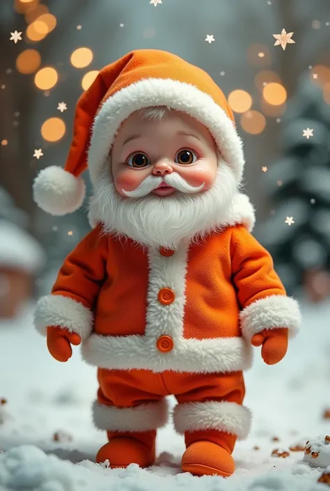  Santa Claus with a babys face, Santa Claus all in orange , Orange Santa Claus