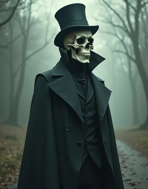  A man dreaming of another man with the face of a skull who wears a top hat and wears black clothes,  in the dream he only sees the appearance of this man with the face of a skull . The energy is soft and calm .