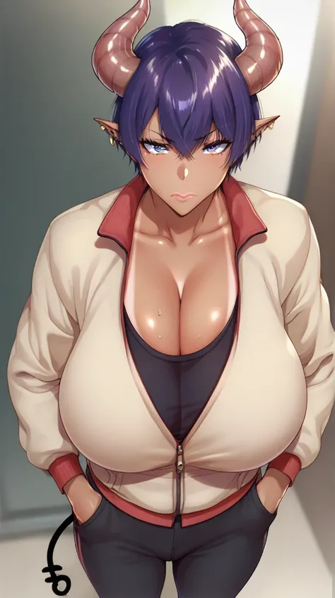 score_9,      score_8_above,      score_7_above,      score_6_above,    Estilo Takeda Hiromitsu  ,  a girl, huge breast ,   big breasts,    tall details  ,      The Best Quality     ,    Anatomically correct ,    short hair ,    Closed mouth   ,   , pierci...