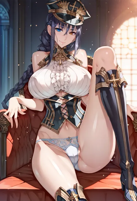 score_9,score_8_up,score_7_up,score_6_up,score_5_up, ,  1 girl, Alone, luxury,  Gold Trim , curtain, Sofa, throne,  crosses legs, leg up,  sitting, Big Breasts, whip, Anime, sunlight, ( specular lighting:1.4), Sariel ,  dominitox , Soft particles ,  o-ring...