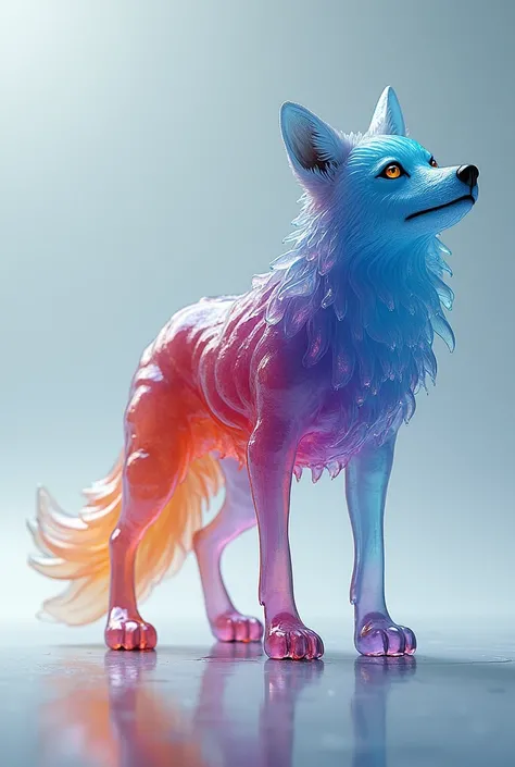 A wolf made of colorful jelly