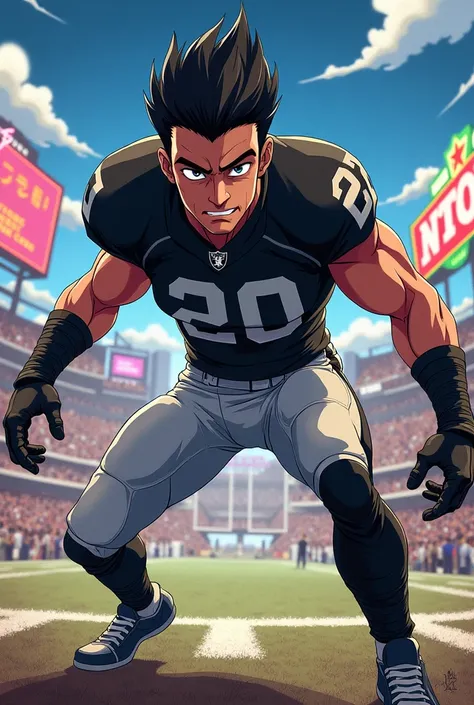 Create an image of a Las Vegas Raiders anime player
