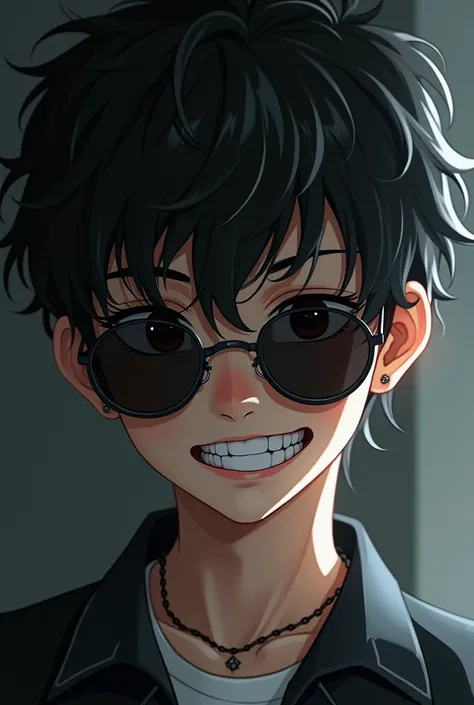 the sad boy but smile danger smile with sunglass