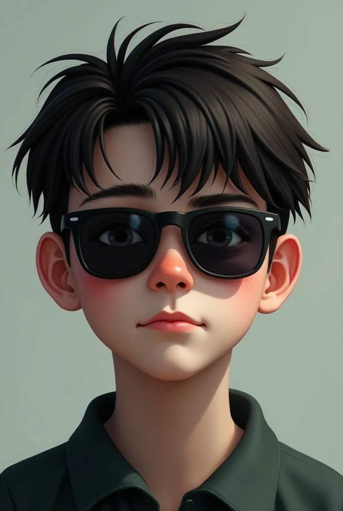 the sad boy but smile danger smile with normale sunglass
