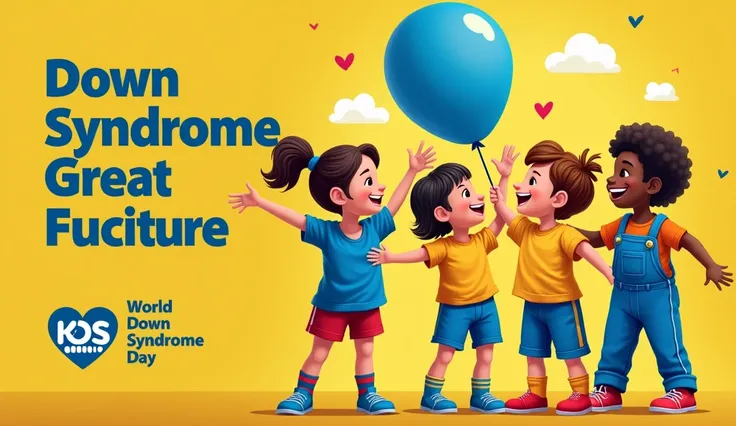 Celebrate World Down Syndrome Day with vibrant and inclusive visuals highlighting the beauty of diversity and the unique contributions of individuals with Down syndrome. Depict joyful moments of people with Down syndrome thriving in various aspects of life...