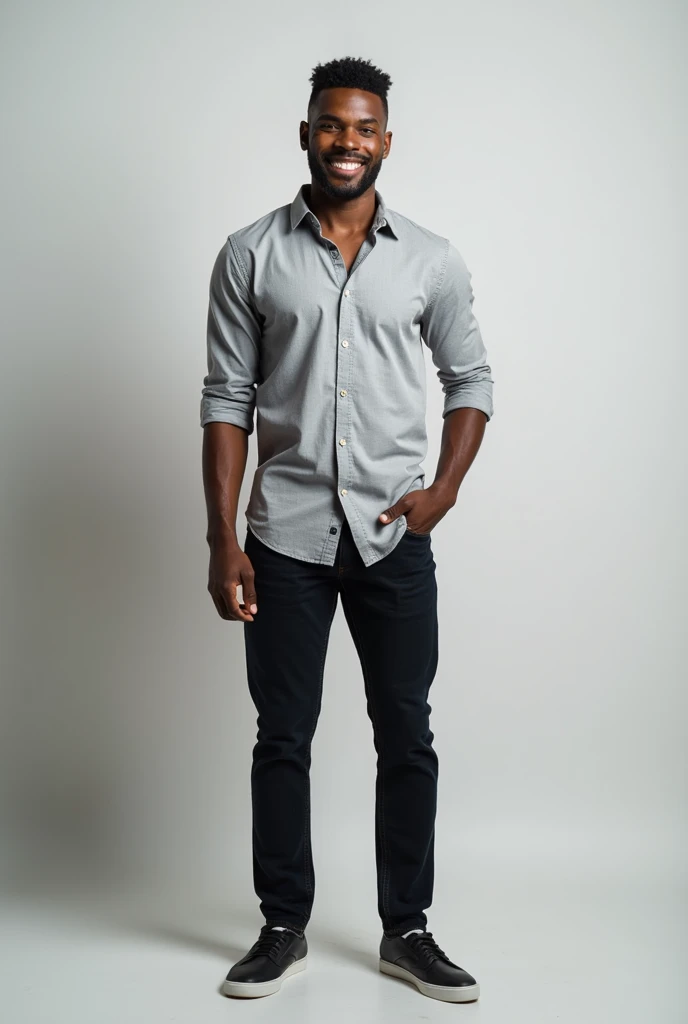 Create handsome black man in casual clothes 