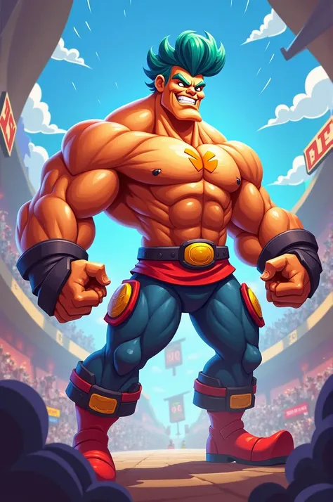 Half-cartoon human character inspired by brawlers from the game Brawl Stars