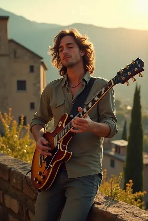 Playing the electric guitar in Italy 