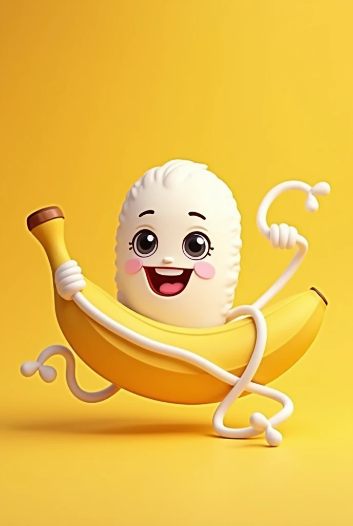 Animated dental floss logo with banana