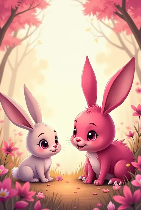  Cartoon of a Baby Bunny, Beast in pink 