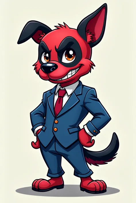 Cartoon dogpool in a blue suit