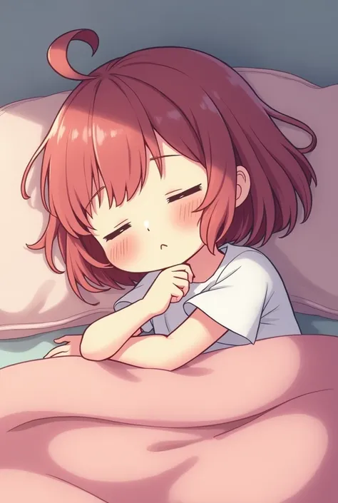 Image of a cute anime girl sleeping 
