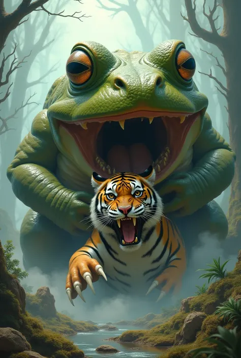 Toad eating tiger