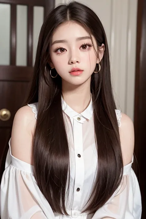 long hair and brown hair, Itzy, lia Itzy, Itzy Lia, Lia full lips , young korean girl,  porcelain skin, big, slanted eyes 