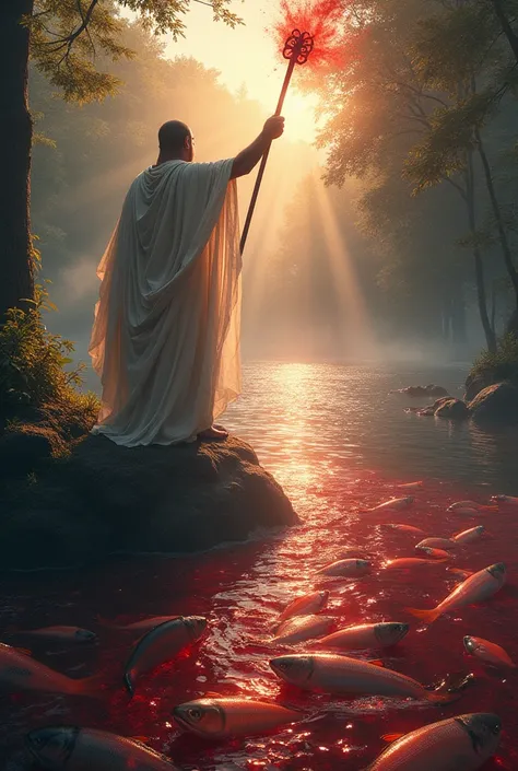  Behold I with this rod,  that I have in my hand , ferirei as águas  that are in the river ,  and will become blood . 18 And the fish ,  that are in the river , Many dead fish will die in the river of blood