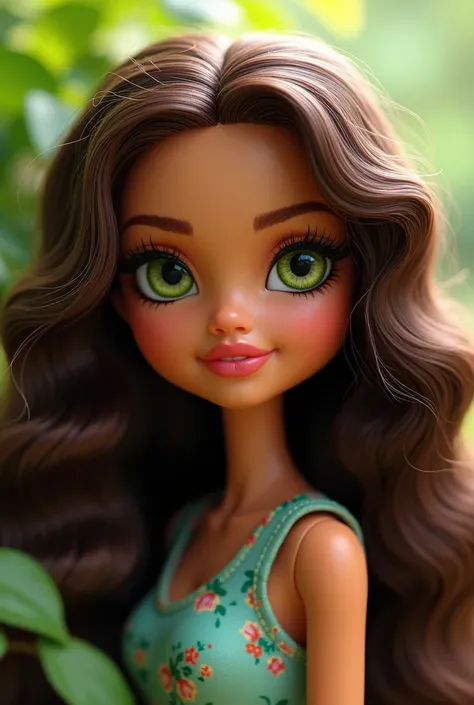 Realistic bratz doll .  long curly hair ,  green eyes, by the brunette 