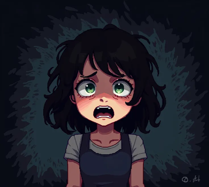 pixel, art, girl, scared