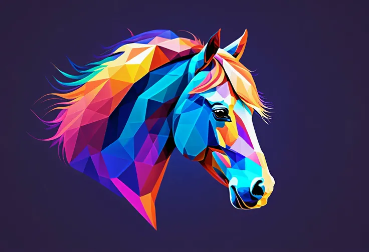 Majestetic Colorful Polygon Style Horse