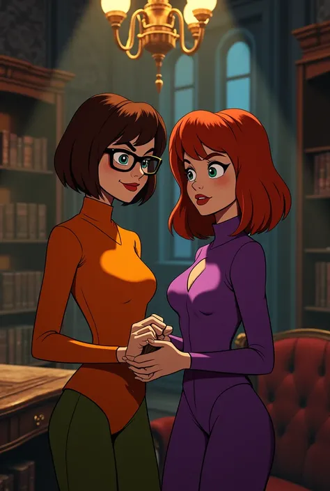 Salma Hayek as Velma Dinkley and Emma Stone as Daphne Blake 