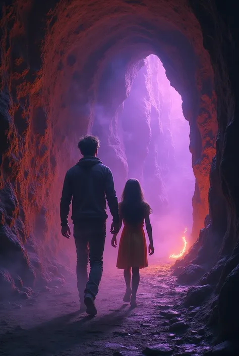 
 In the depths of an ancient mine ,  a young man and a girl move forward together ,  wrapped in a environment full of mystery and magic .  The faltering light of a torch illuminates their faces ,  reflecting their expressions of wonder and fear .  The wal...