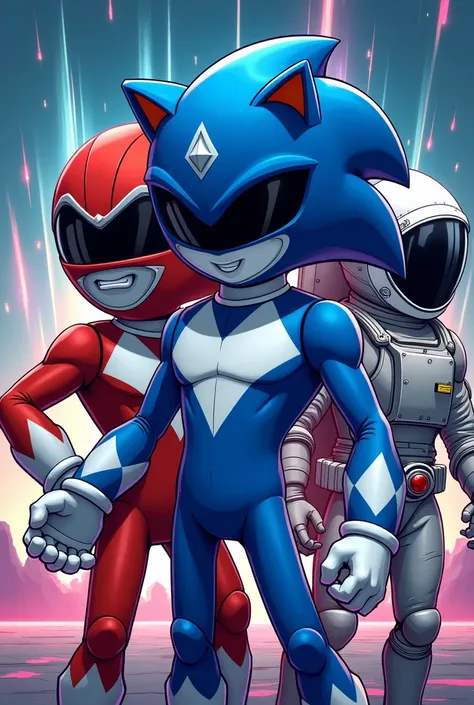  The image must be vectorized and must have three Sonic characters, Power Ranger Blue and the Astronaut  .