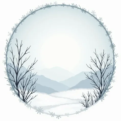 round icon frame only winter handwritten